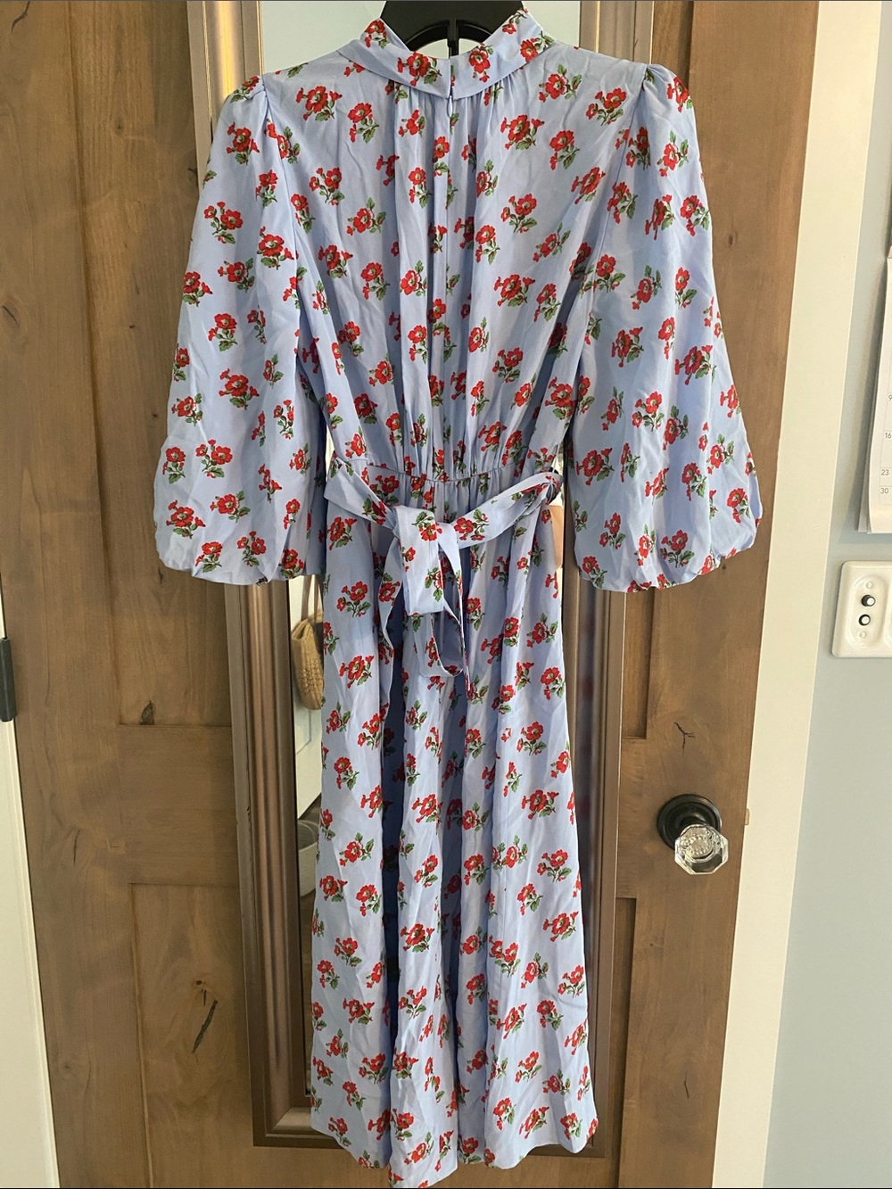 LK Bennett Light Blue Maxi Dress with Red Floral Print - Picture 4 of 4
